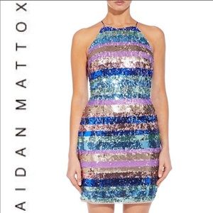 NWT Aidan Mattox Multi-colored Sequined Dress
